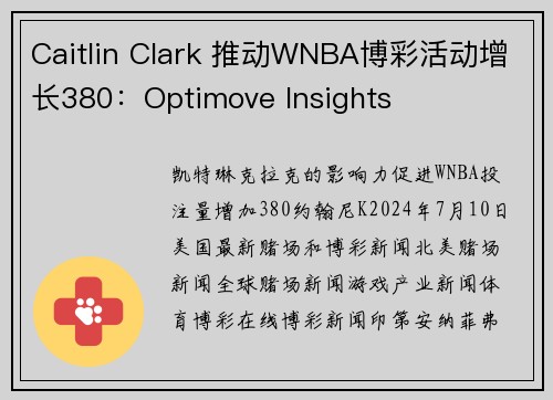 Caitlin Clark 推动WNBA博彩活动增长380：Optimove Insights